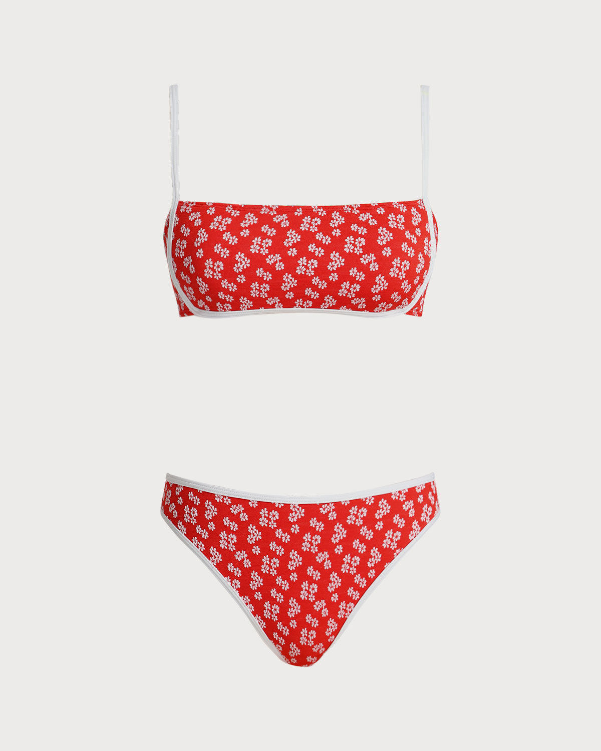 Red Floral Bralette Bikini Set | Rihoas