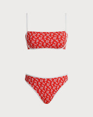 Red Floral Bralette Bikini Set | Rihoas