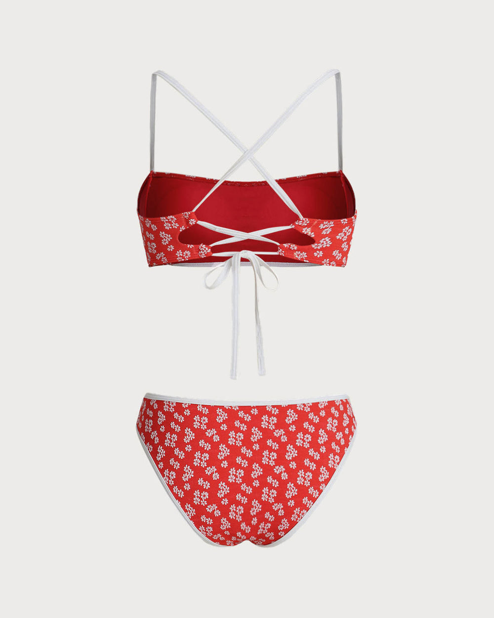 Red Floral Bralette Bikini Set | Rihoas