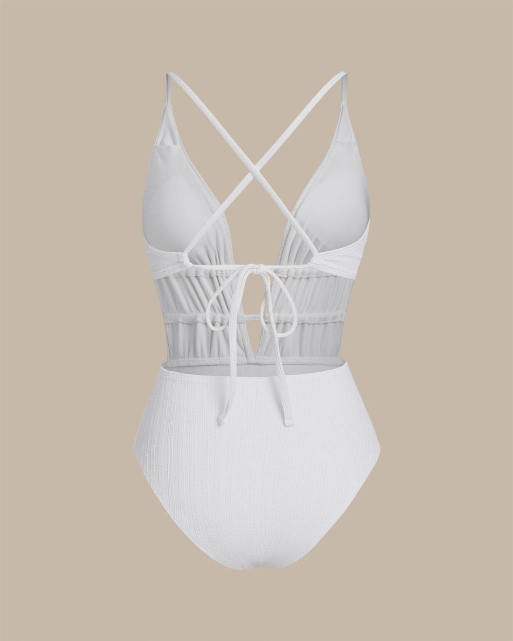 White Bralette Textured One Piece Swimwear | Rihoas