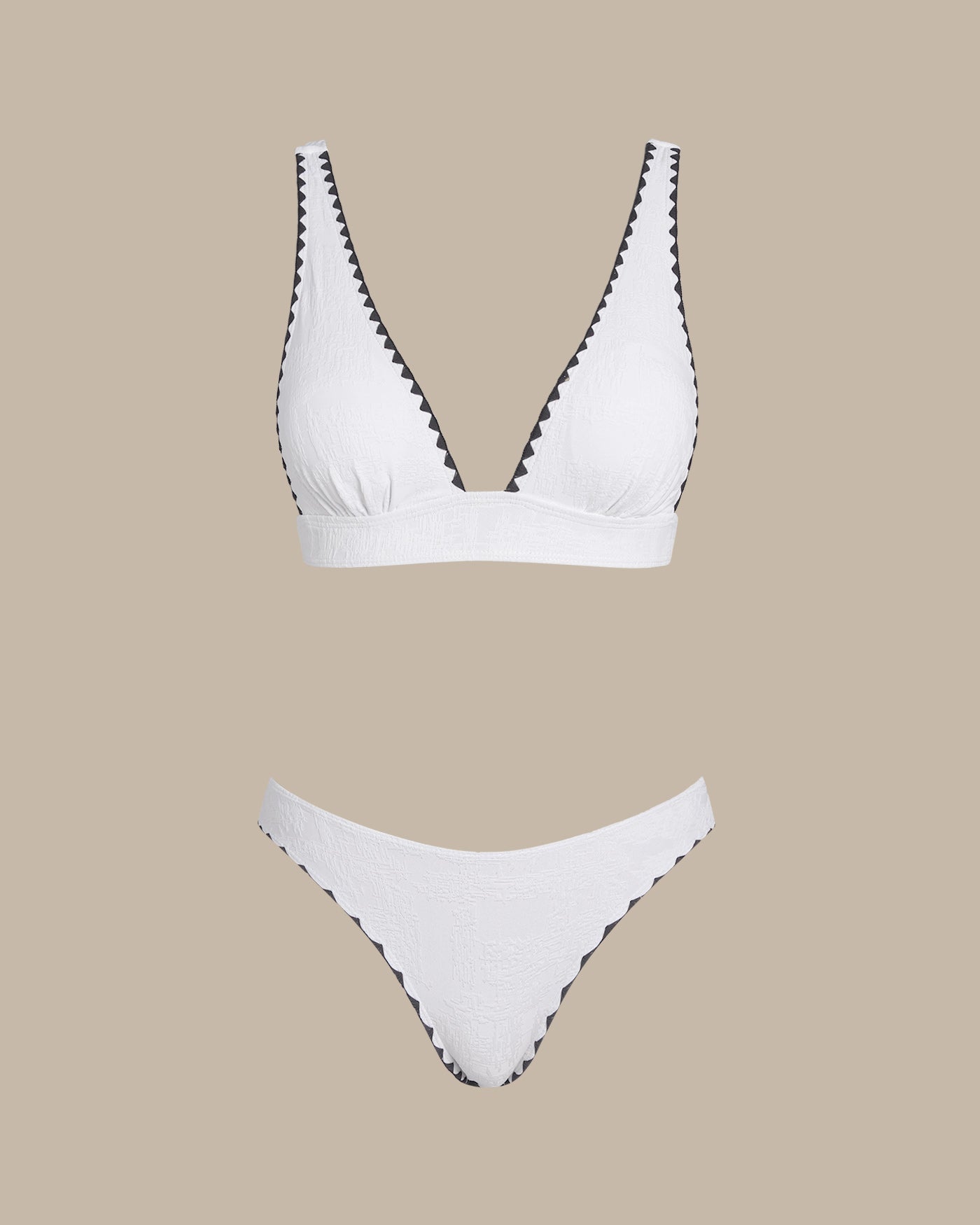 White Contrast X Cross Triangle Bikini Set | Rihoas