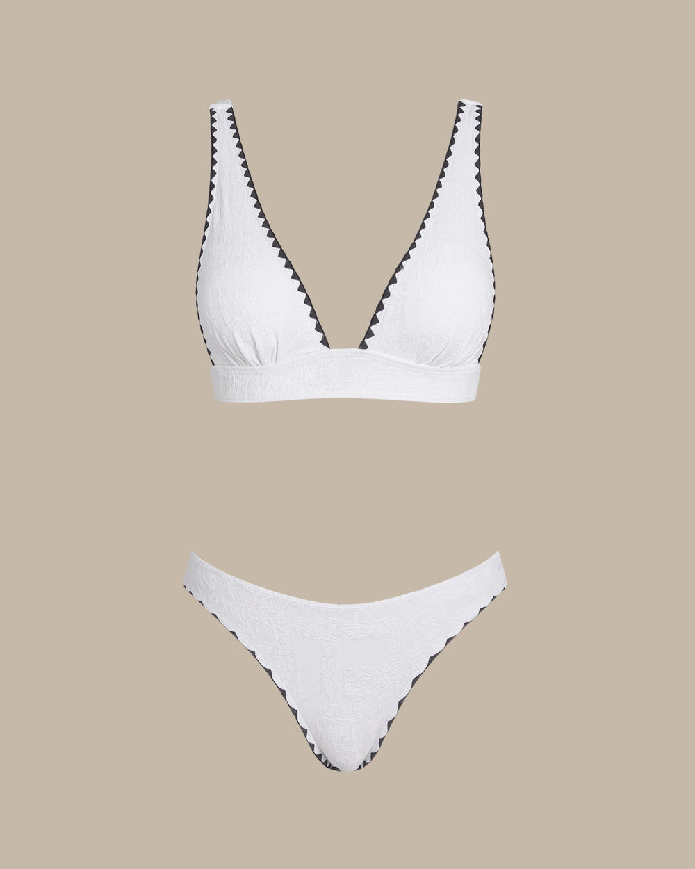 White Contrast X Cross Triangle Bikini Set | Rihoas