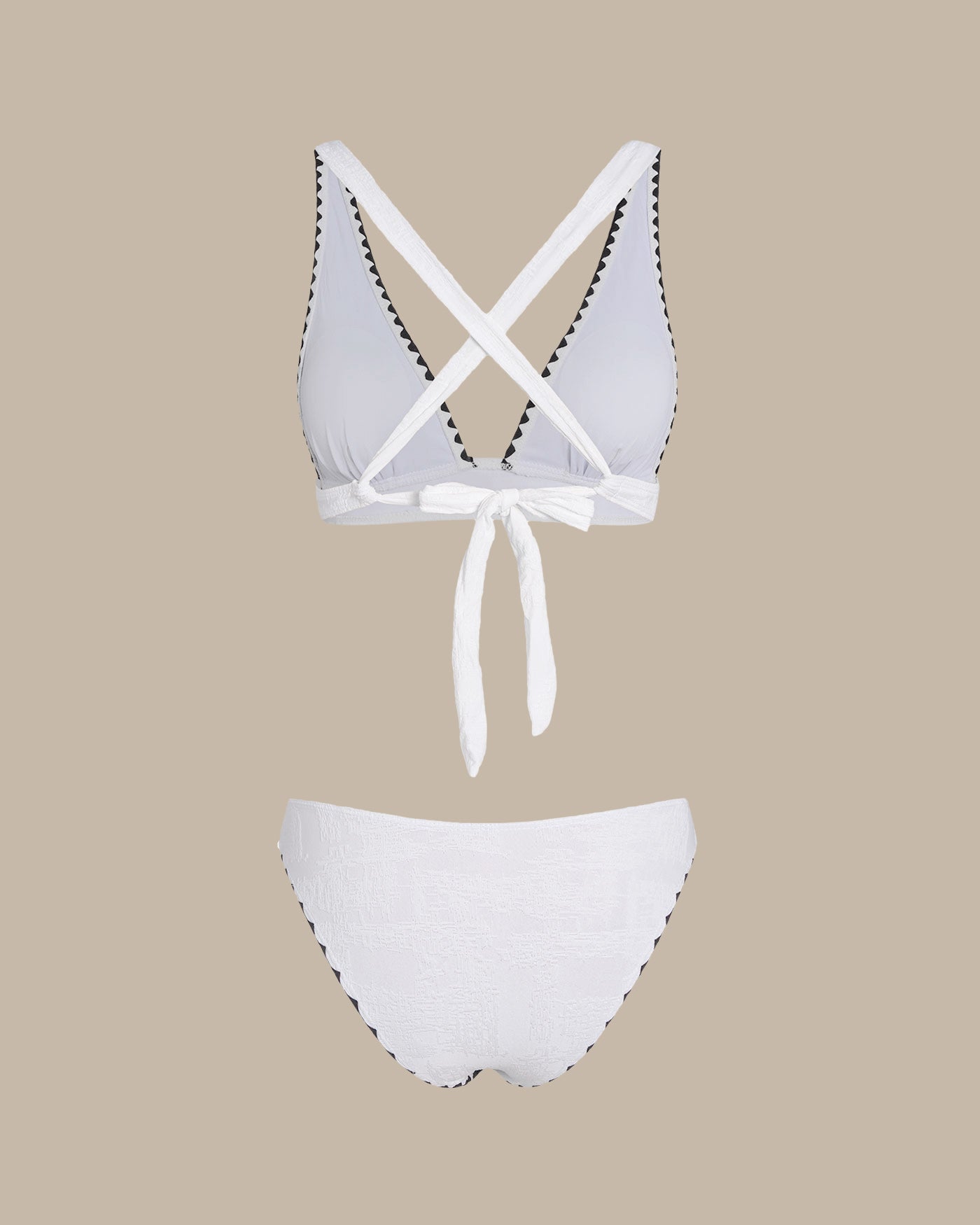White Contrast X Cross Triangle Bikini Set | Rihoas