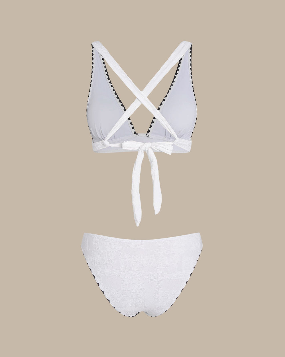 White Contrast X Cross Triangle Bikini Set | Rihoas