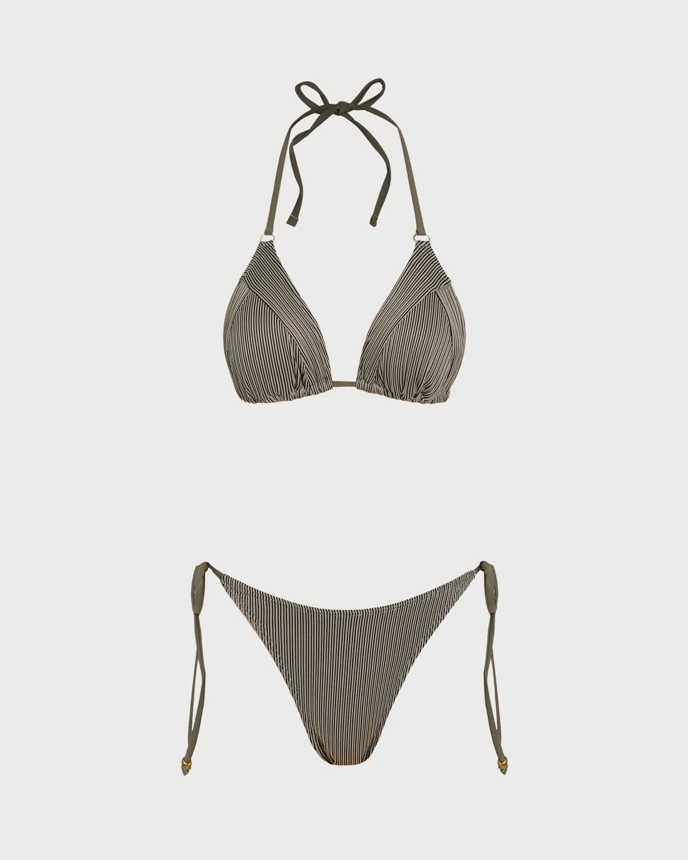 Green Striped Triangle Bikini Set | Rihoas