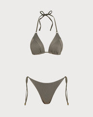 Green Striped Triangle Bikini Set | Rihoas
