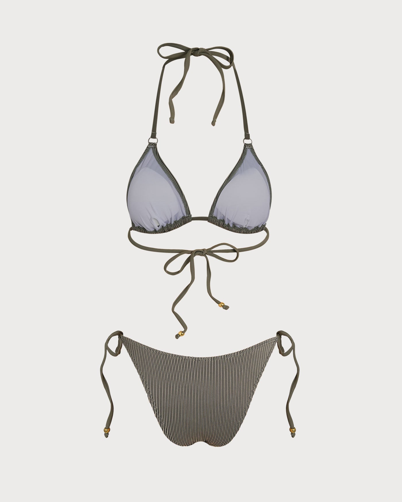 Green Striped Triangle Bikini Set | Rihoas