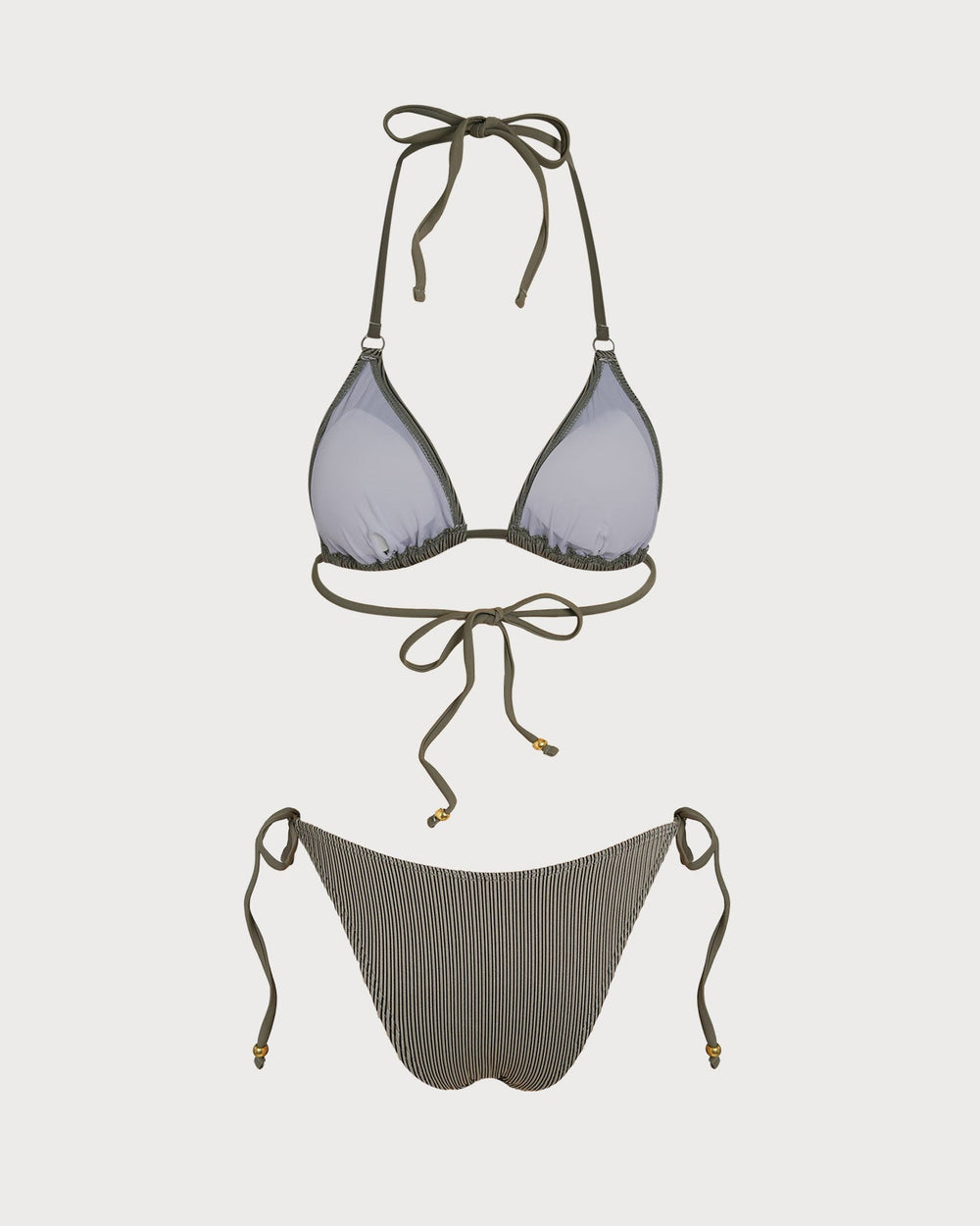Green Striped Triangle Bikini Set | Rihoas