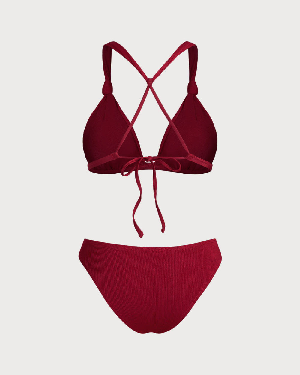 Red Bralette Ruched Bikini Set | Rihoas
