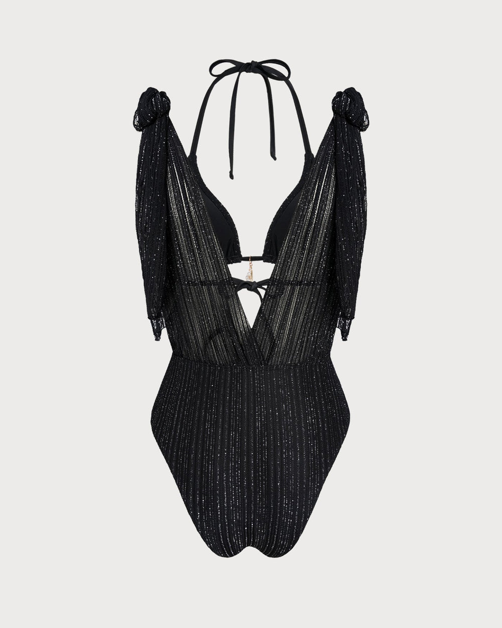 Black Halter Drawstring Triangle Bikini Set | Rihoas