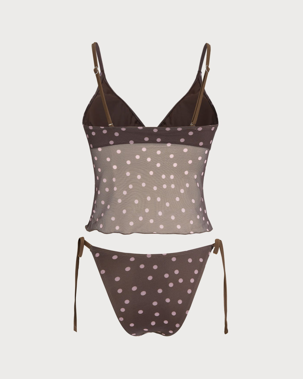 Coffee V Neck Polka Dot Tankini Set | Rihoas