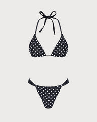 Black Polka Dot Reversible Bikini Set | Rihoas