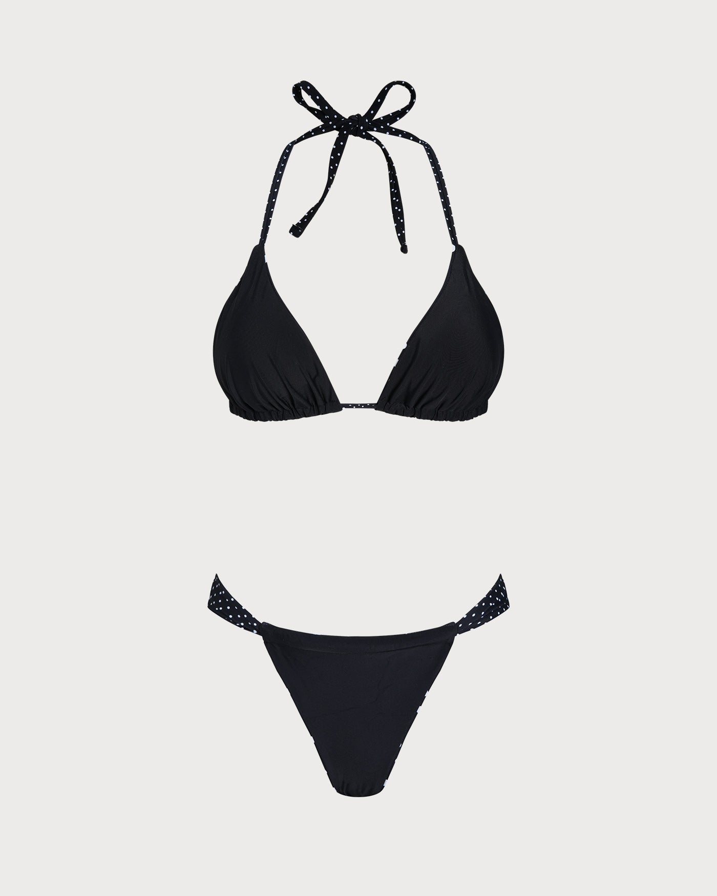 Black Polka Dot Reversible Bikini Set | Rihoas