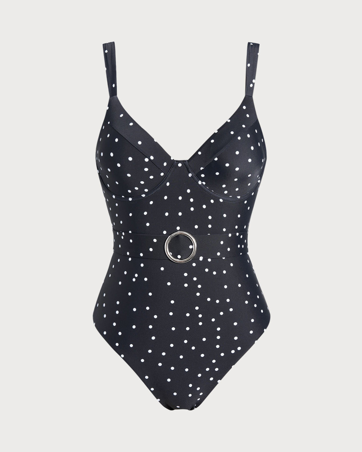 Black Polka Dots One Piece Swimwear | Rihoas