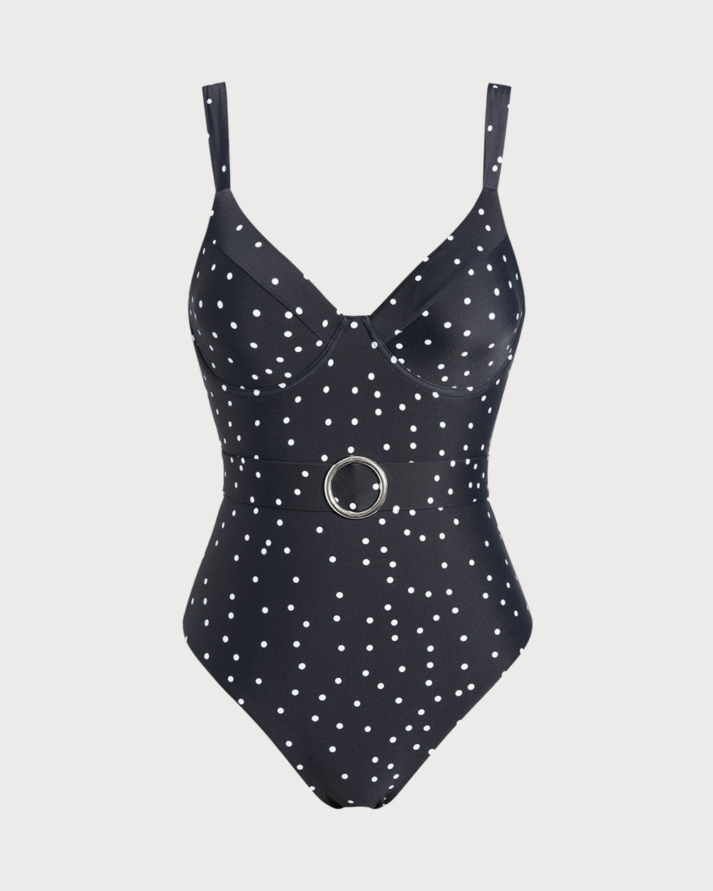 Black Polka Dots One Piece Swimwear | Rihoas