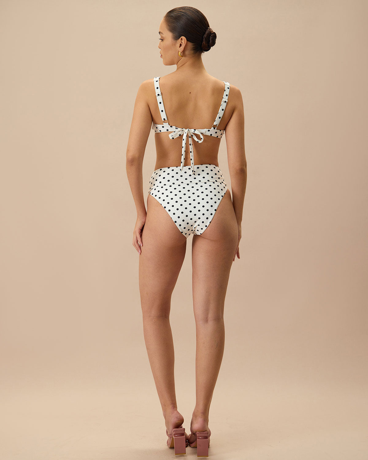 The White Polka Dot High Waist Bikini Bottom | Rihoas