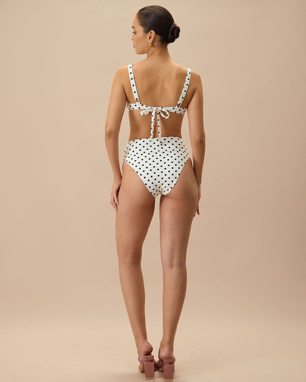 The White Polka Dot High Waist Bikini Bottom | Rihoas
