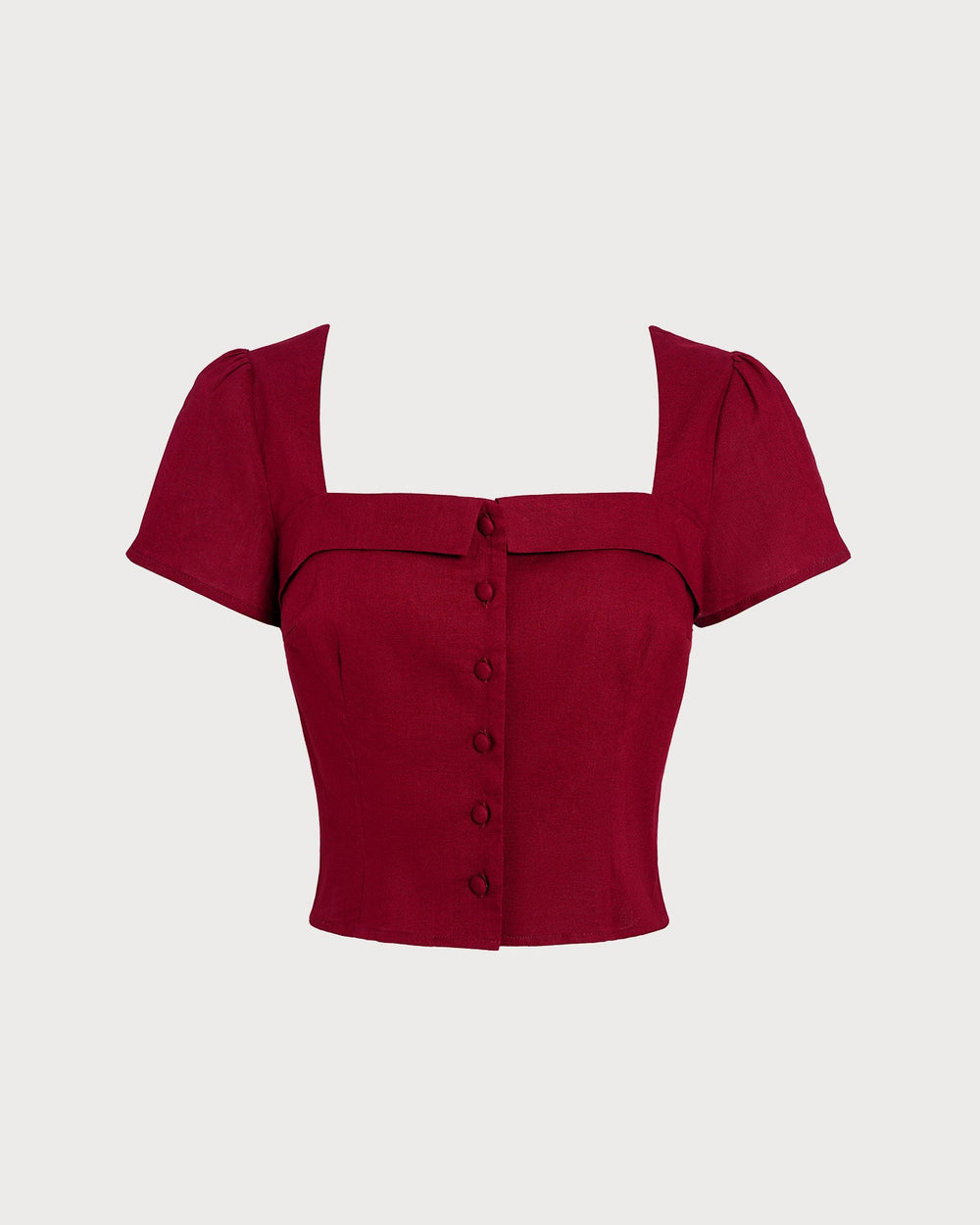 Red Square Neck X Cross Tie Blouse | Rihoas