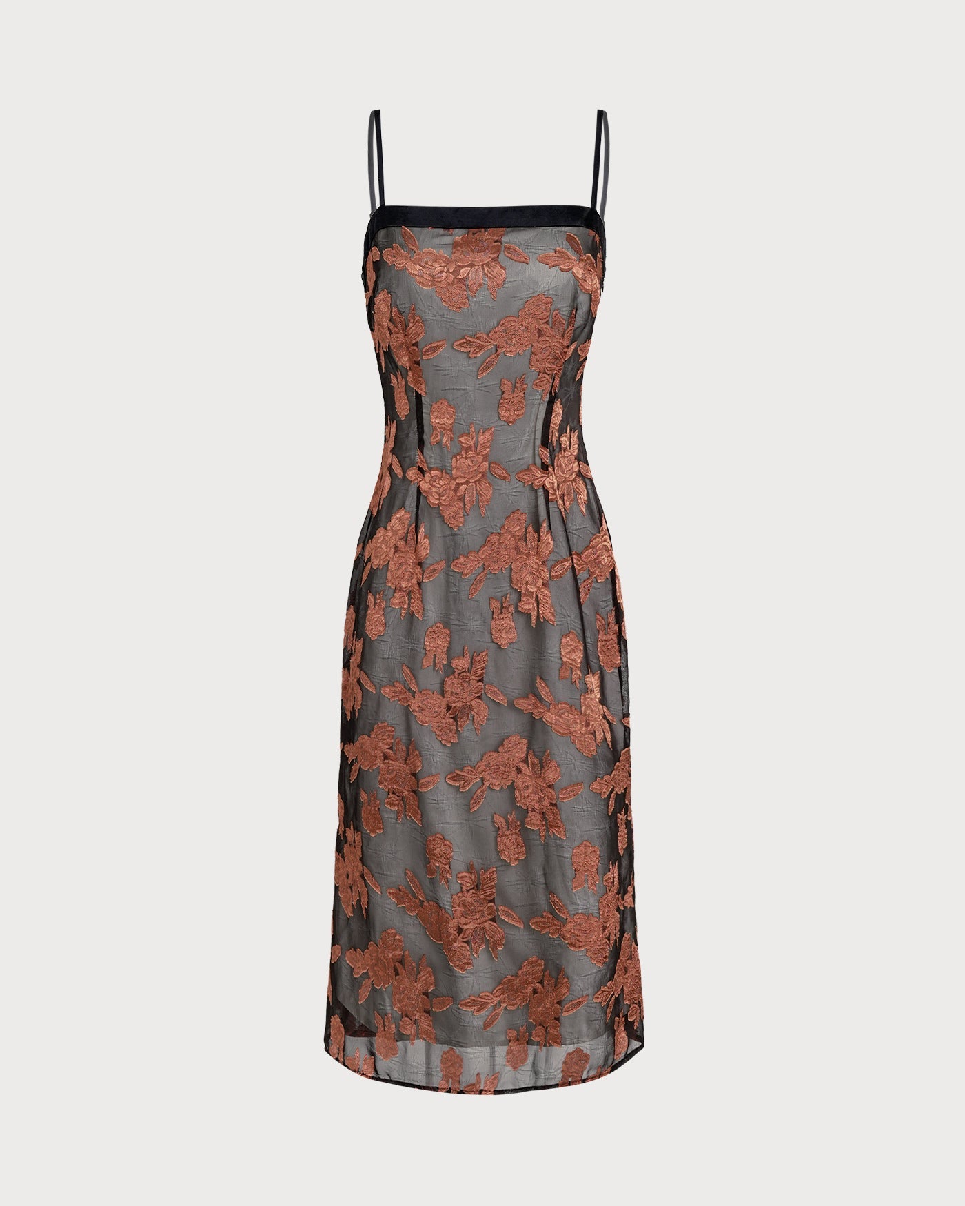 Caramel Floral Slip Midi Dress | Rihoas