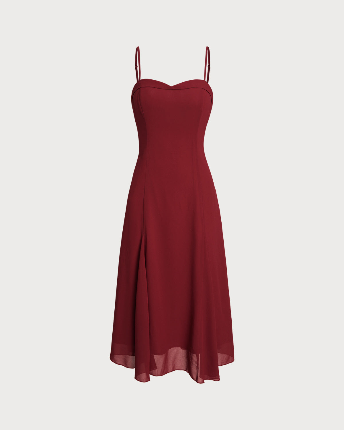 Red A-Line Corset Slip Midi Dress | Rihoas
