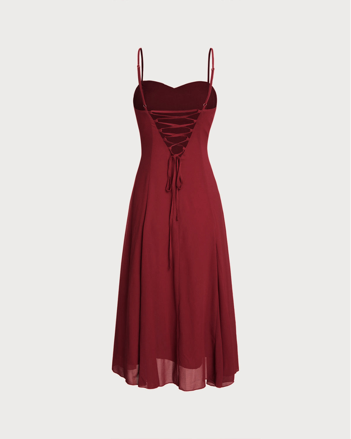 Red A-Line Corset Slip Midi Dress | Rihoas