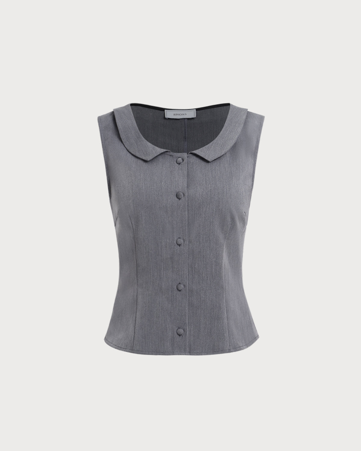 Collared Button Tank Top | Rihoas