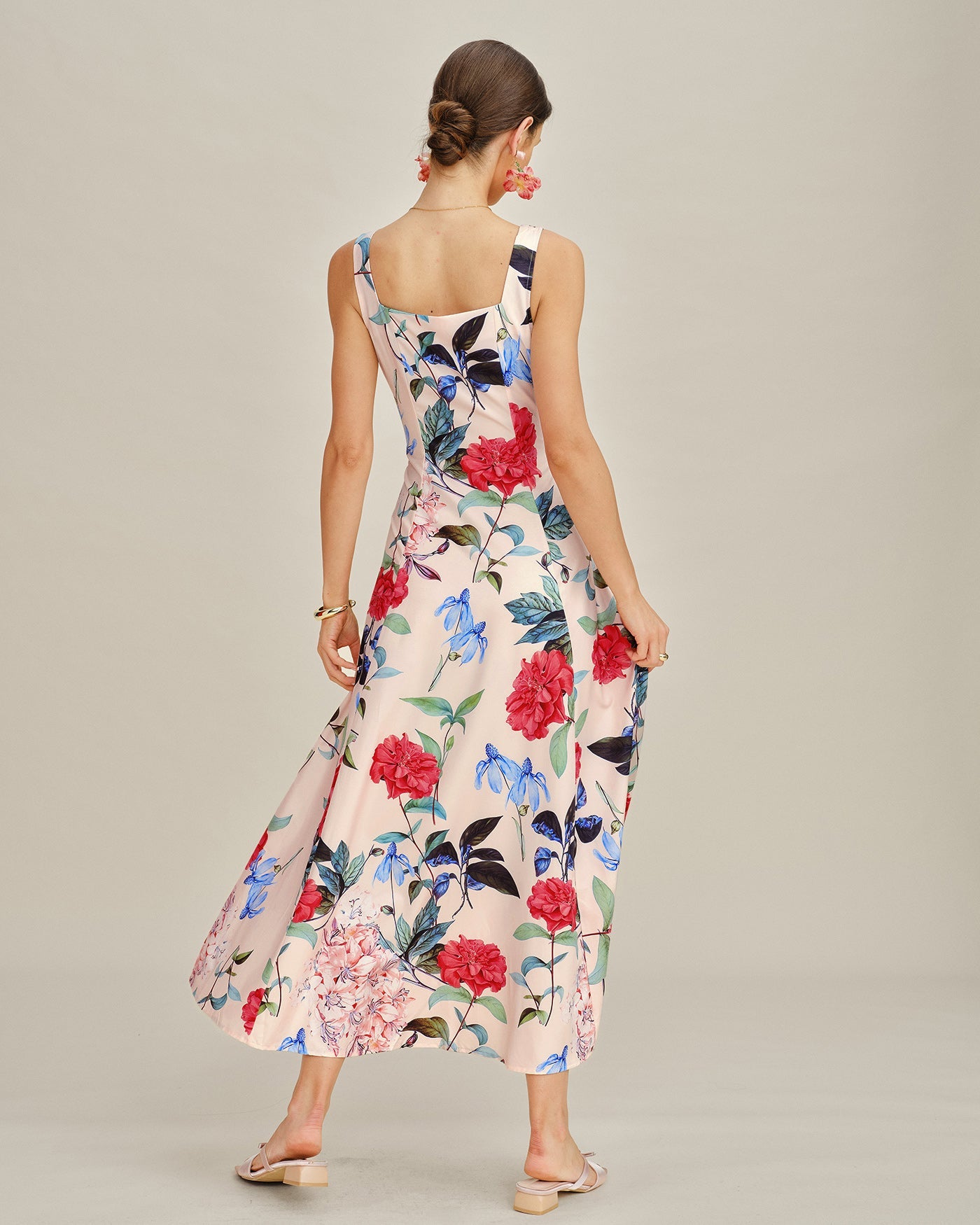 Floral A-Line Sleeveless Maxi Dress | Rihoas
