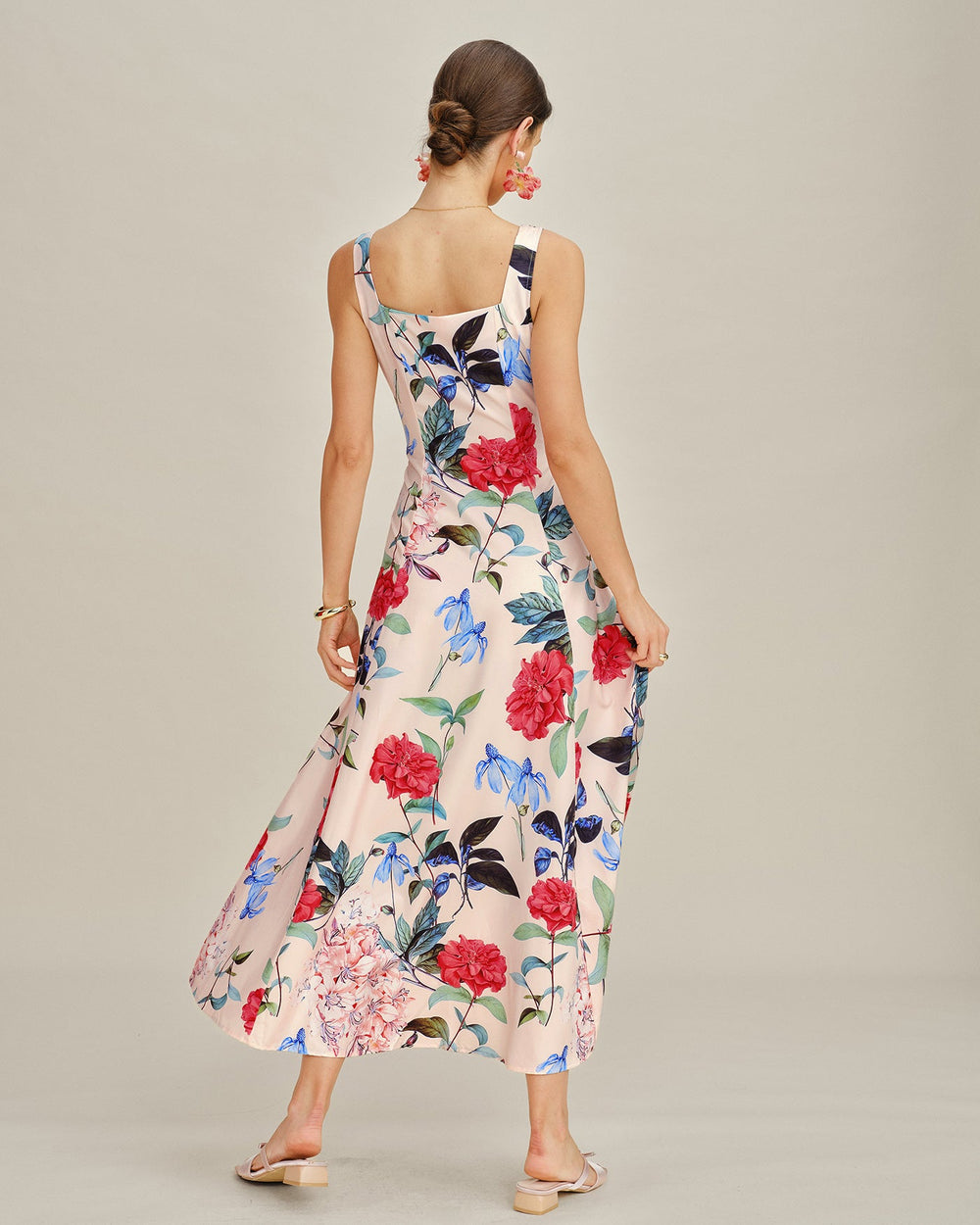 Floral A-Line Sleeveless Maxi Dress | Rihoas