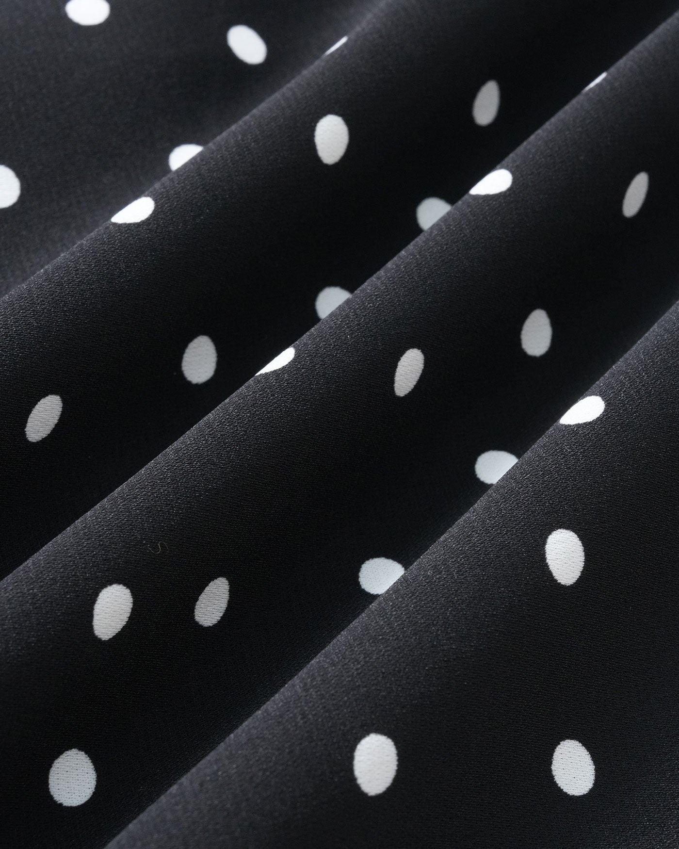 Black Mandarin Collar Polka Dot Midi Dress | Rihoas