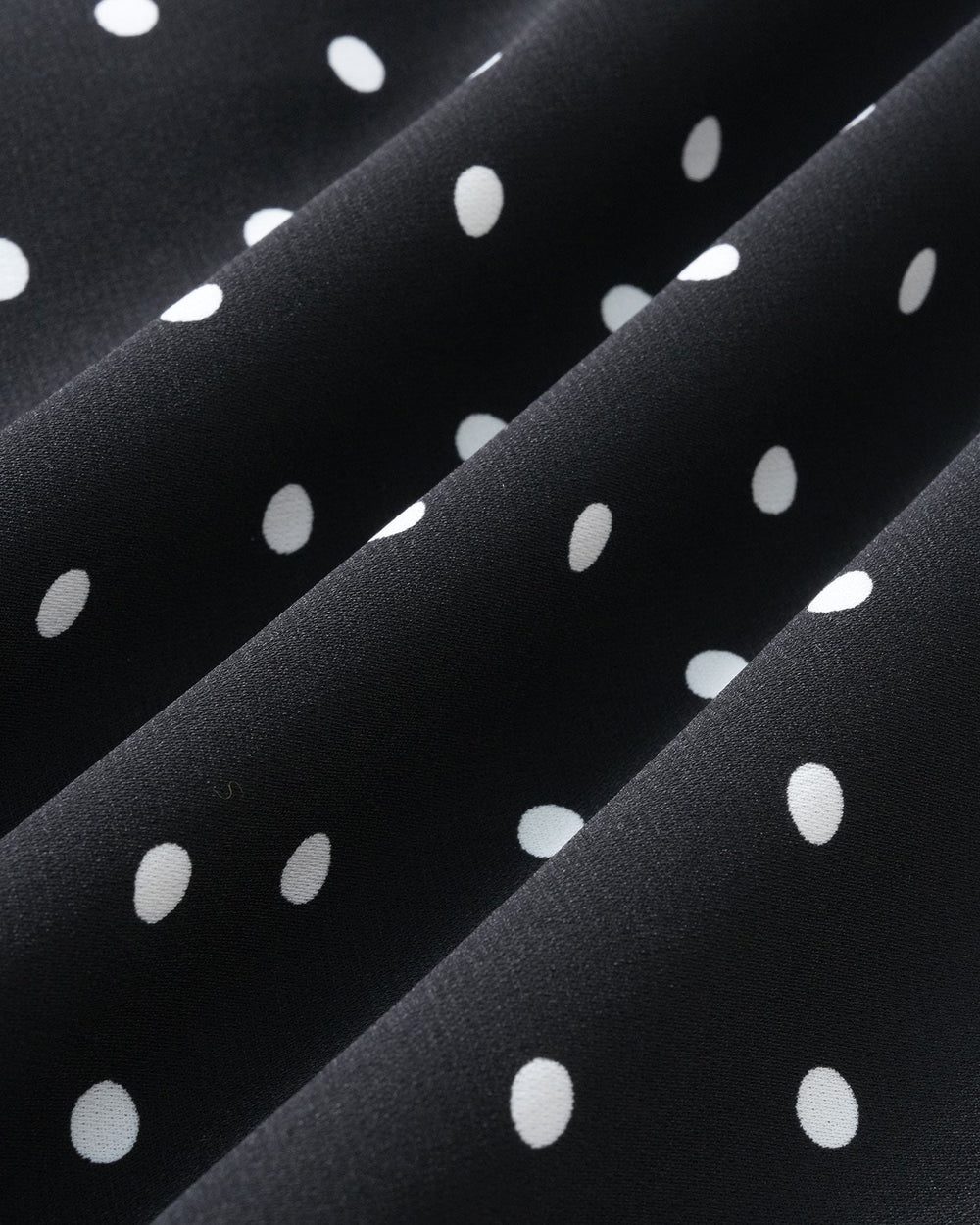 Black Mandarin Collar Polka Dot Midi Dress | Rihoas