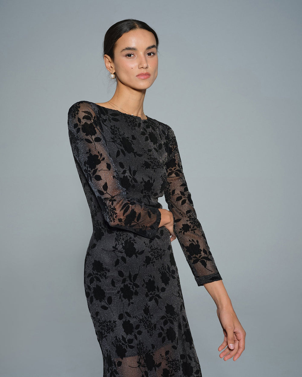 Black Floral Tunic Maxi Dress | Rihoas