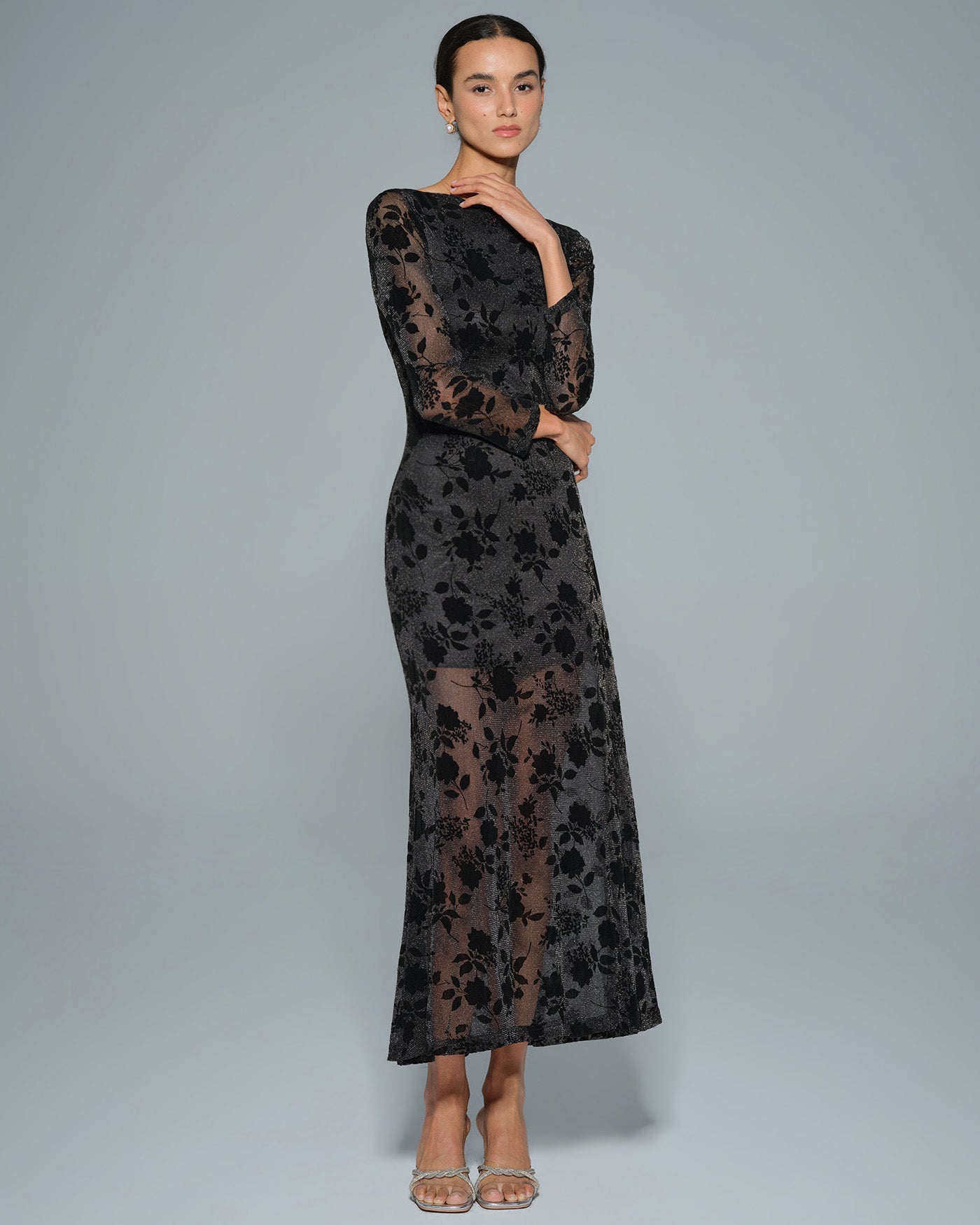 Black Floral Tunic Maxi Dress | Rihoas