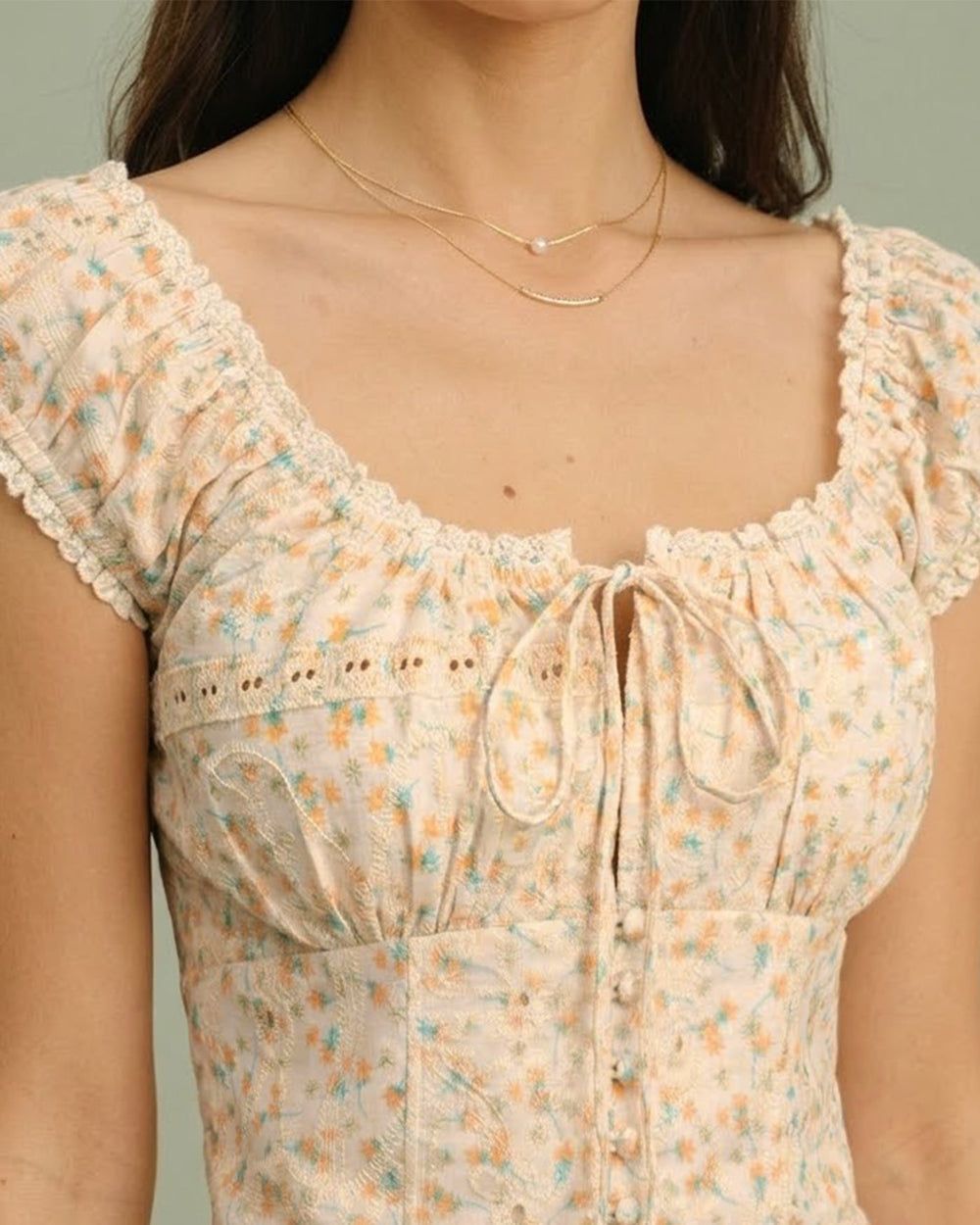 Yellow Square Neck Floral Blouse | Rihoas