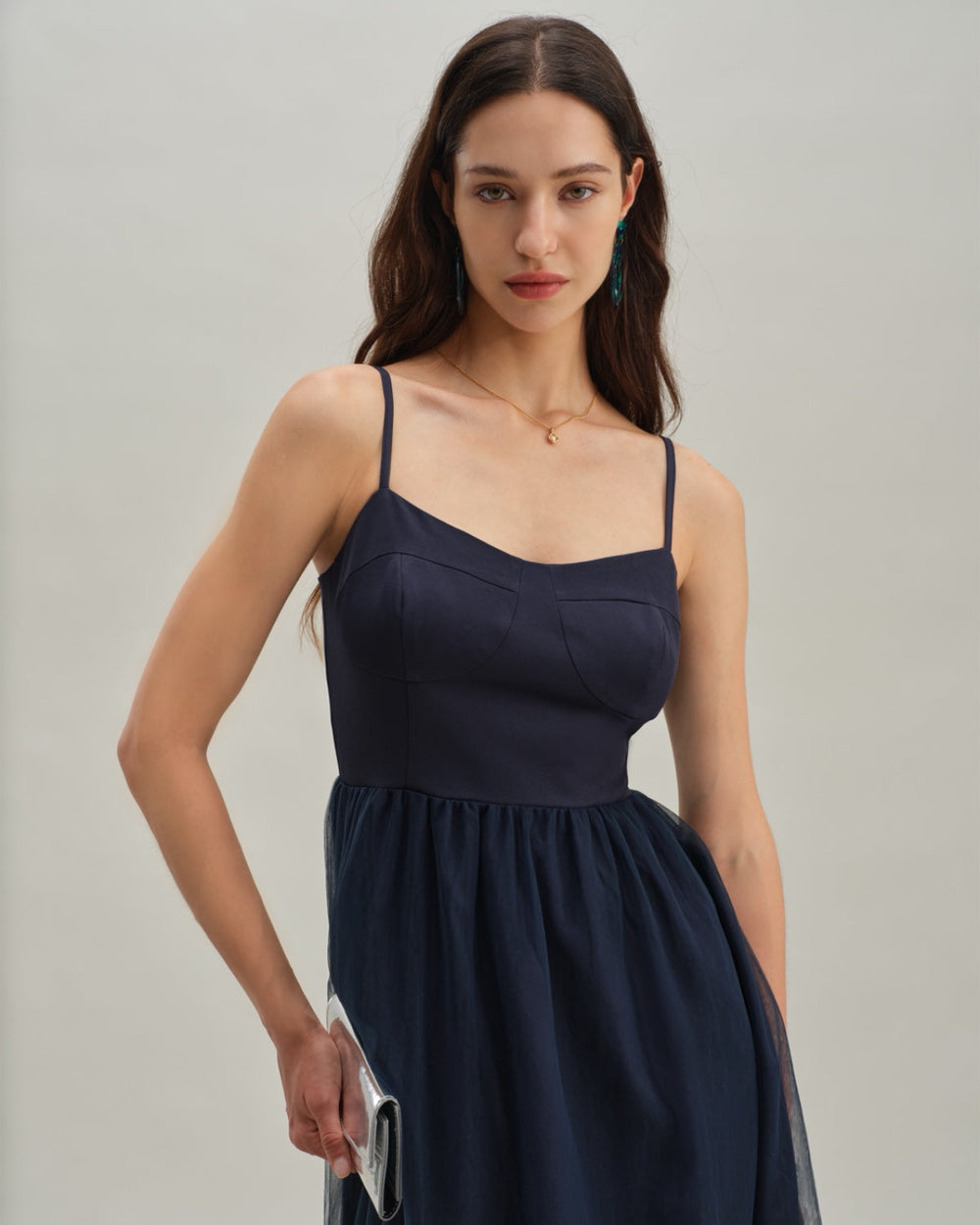 Blue Shirred Flowy Slip Maxi Dress | Rihoas