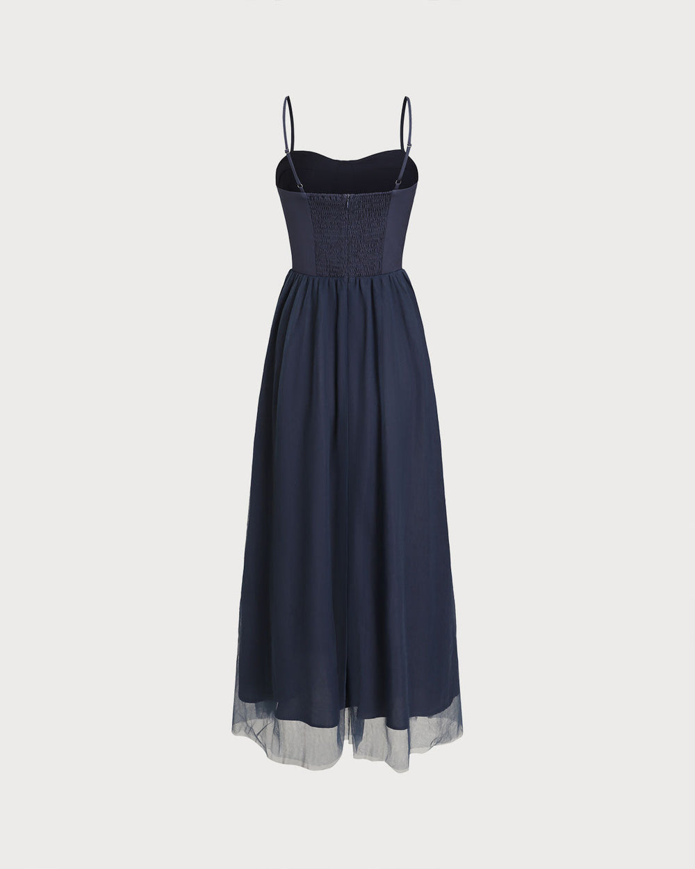 Blue Shirred Flowy Slip Maxi Dress | Rihoas