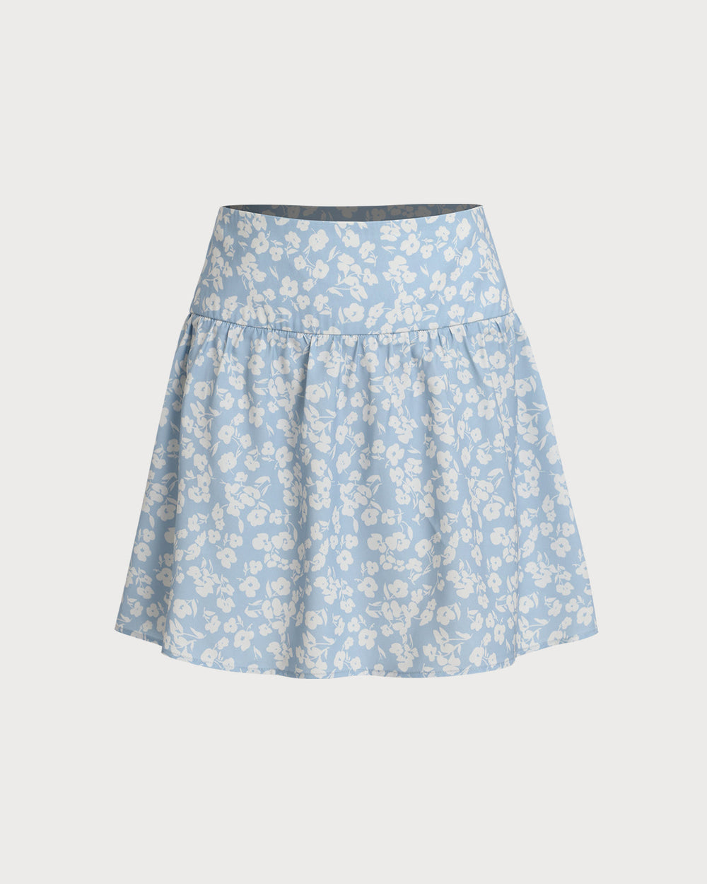 Blue Floral A-Line Mini Skirt | Rihoas