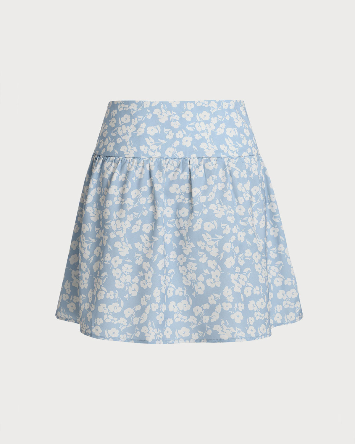 Blue Floral A-Line Mini Skirt | Rihoas