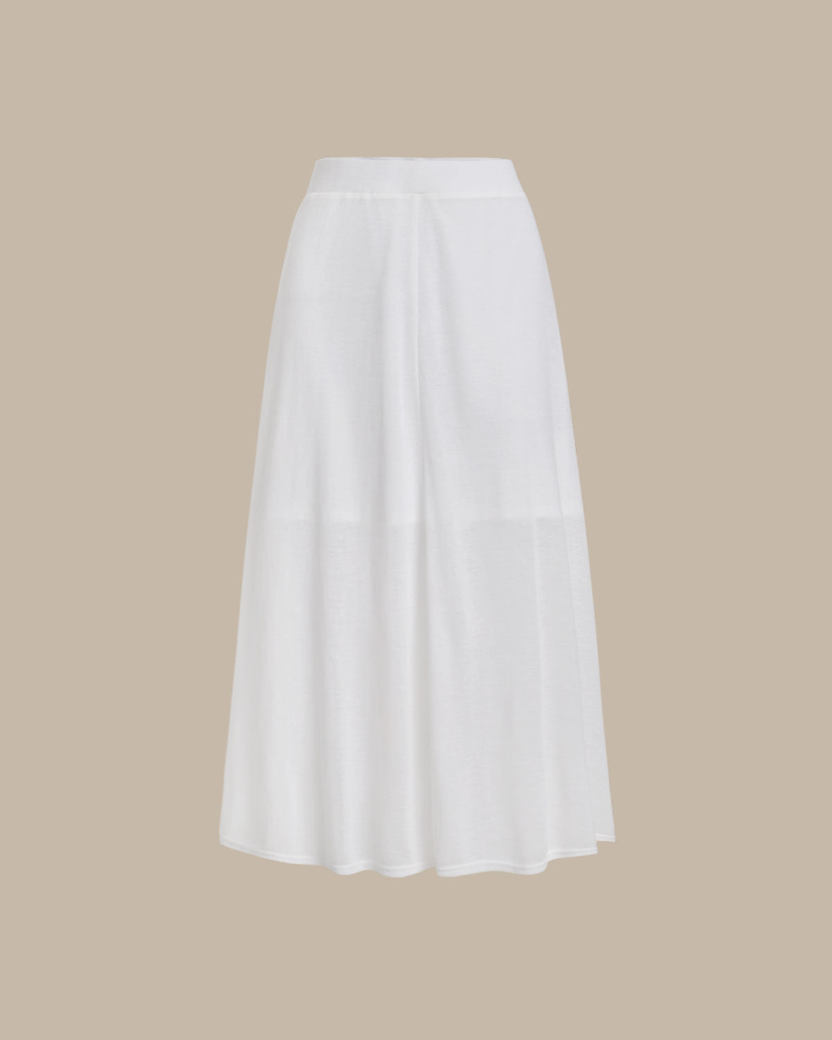 White Elastic Waist Straight Midi Skirt | Rihoas