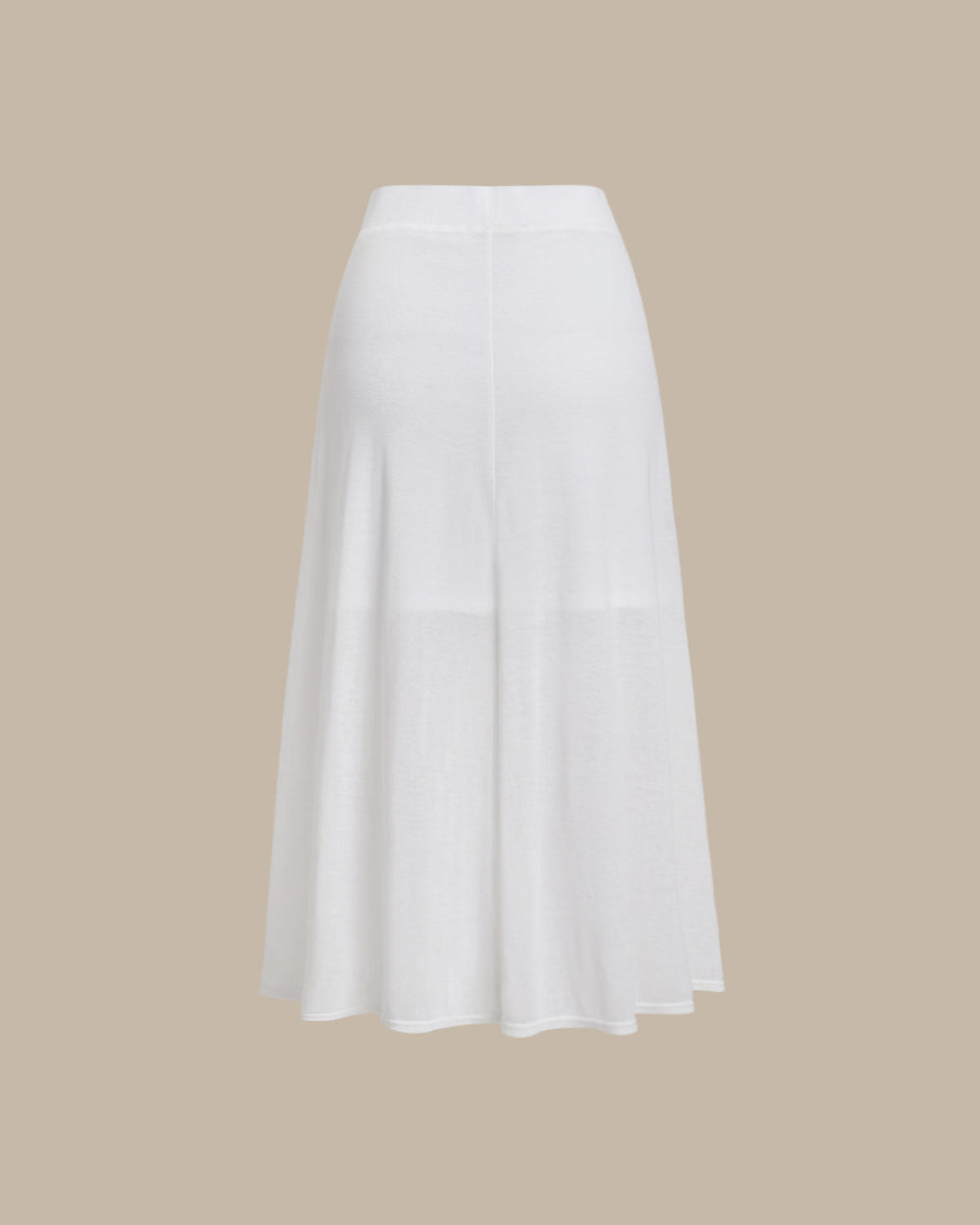 White Elastic Waist Straight Midi Skirt | Rihoas