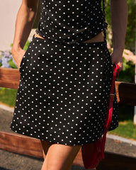 Black Polka Dot Pockets Mini Skirt | Rihoas