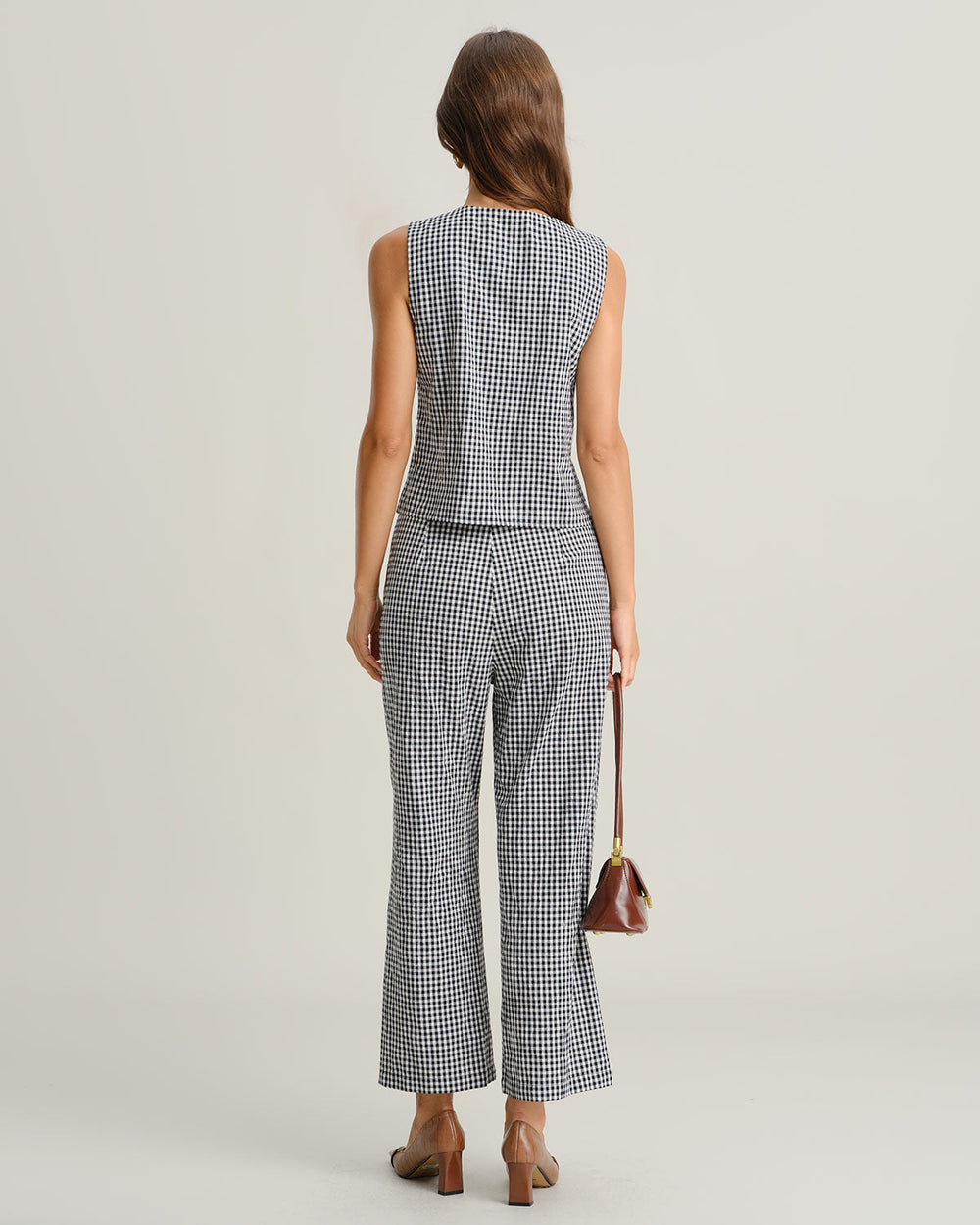 Black Plaid Button Vest | Rihoas