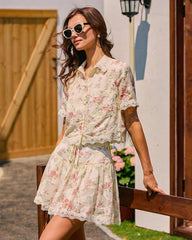 Floral Lace Tie Mini Skirt | Rihoas