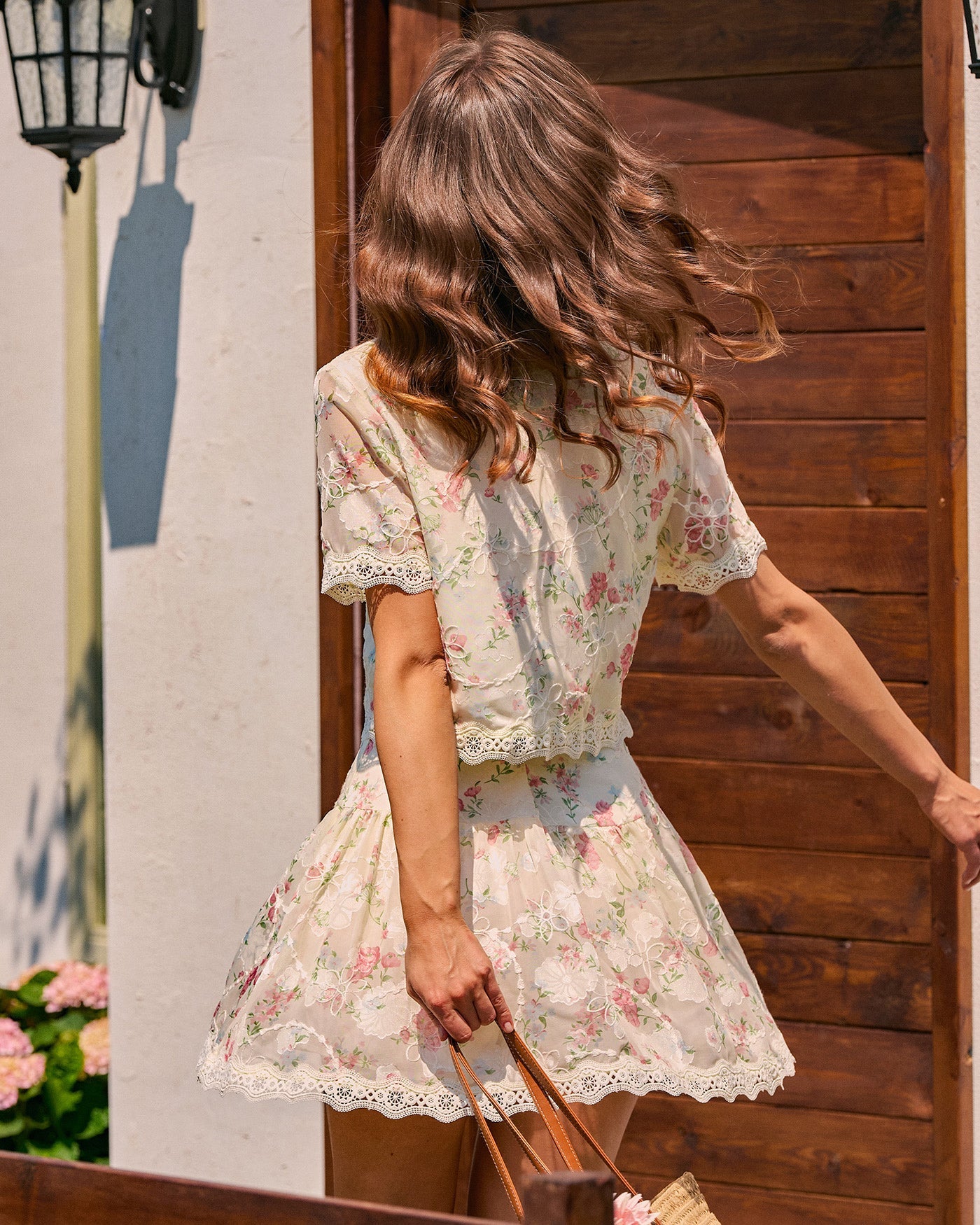 Floral Lace Tie Mini Skirt | Rihoas