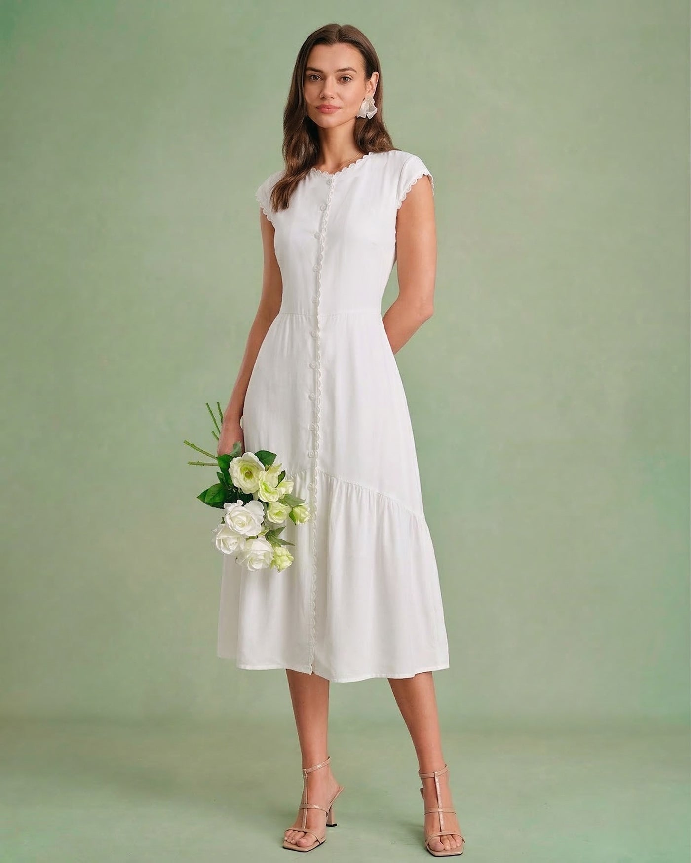 The Solid Color Lapel Midi Dress | Rihoas