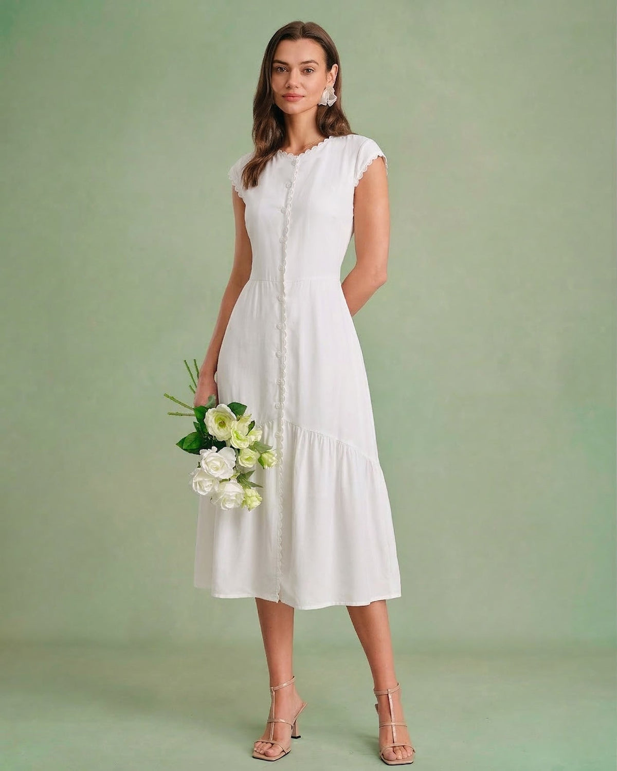 The Solid Color Lapel Midi Dress | Rihoas