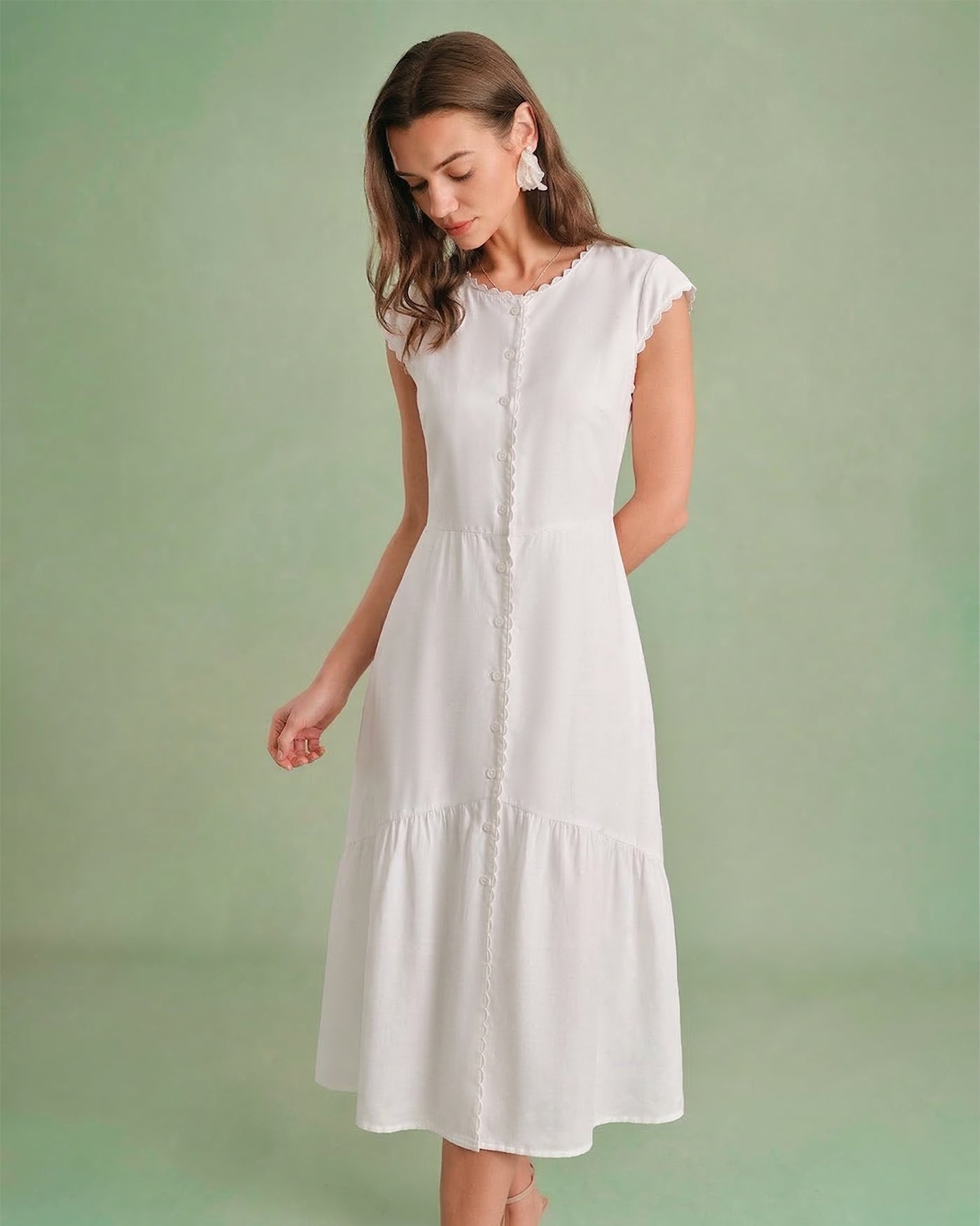 The Solid Color Lapel Midi Dress | Rihoas