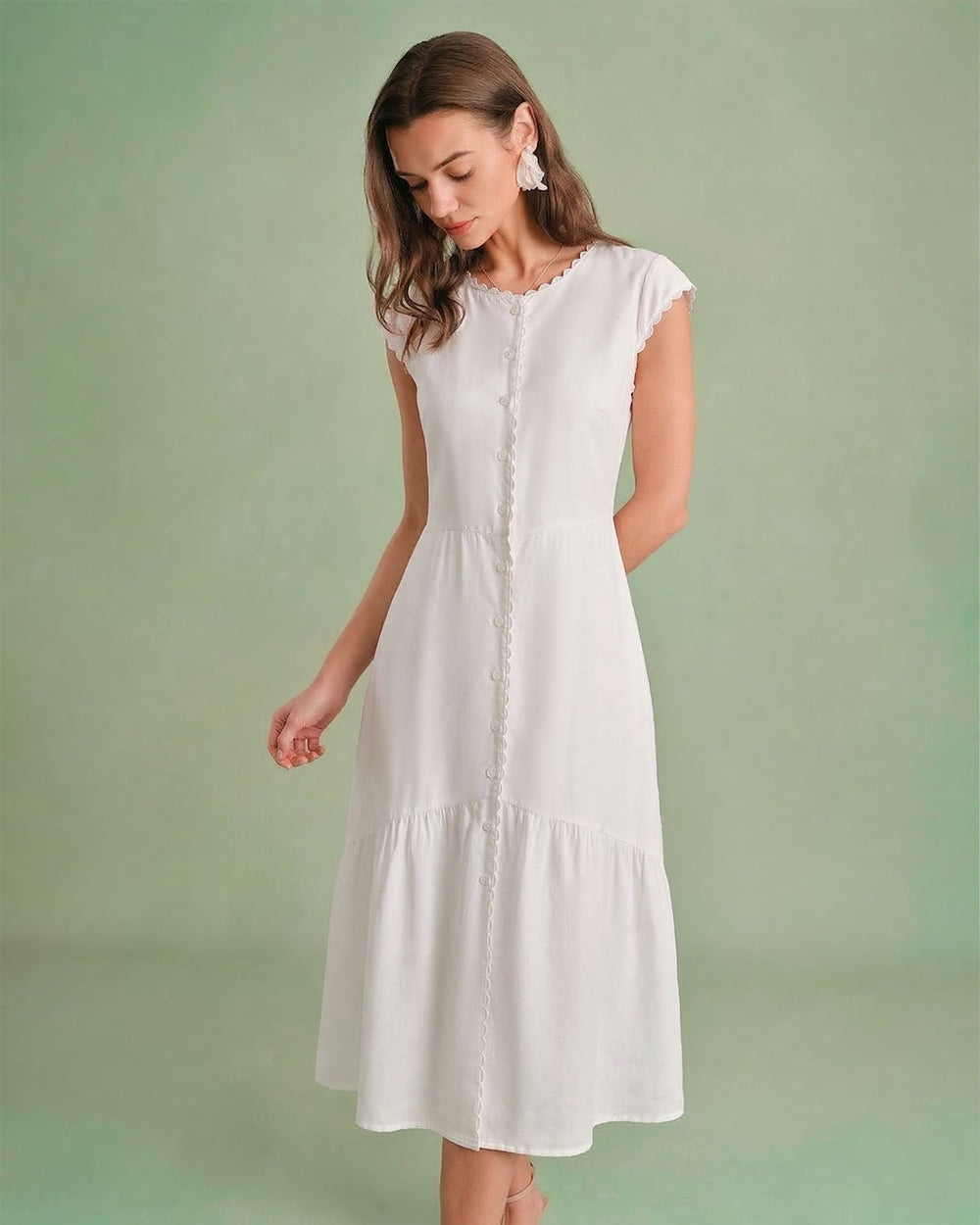 The Solid Color Lapel Midi Dress | Rihoas