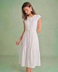 The Solid Color Lapel Midi Dress | Rihoas
