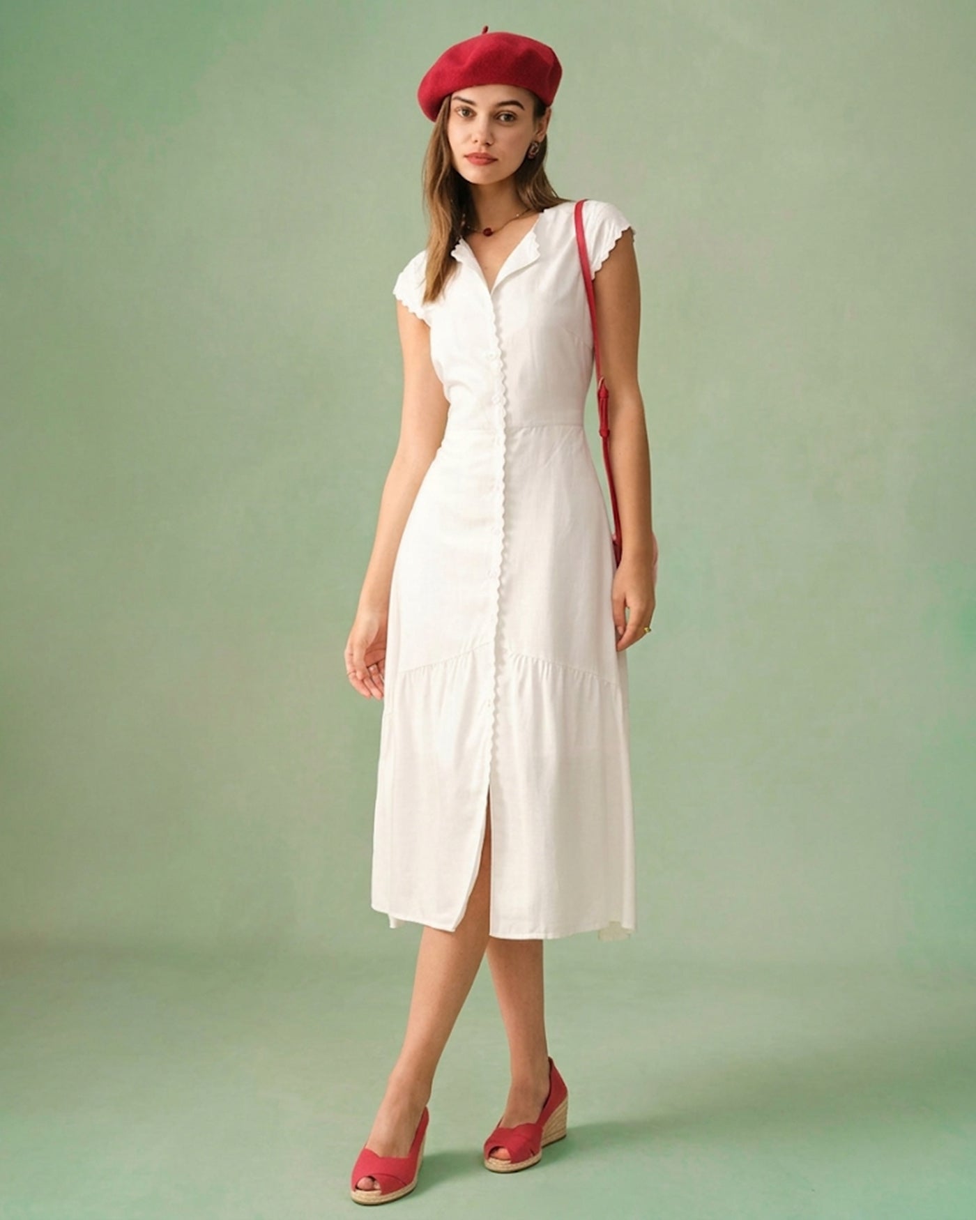 The Solid Color Lapel Midi Dress | Rihoas