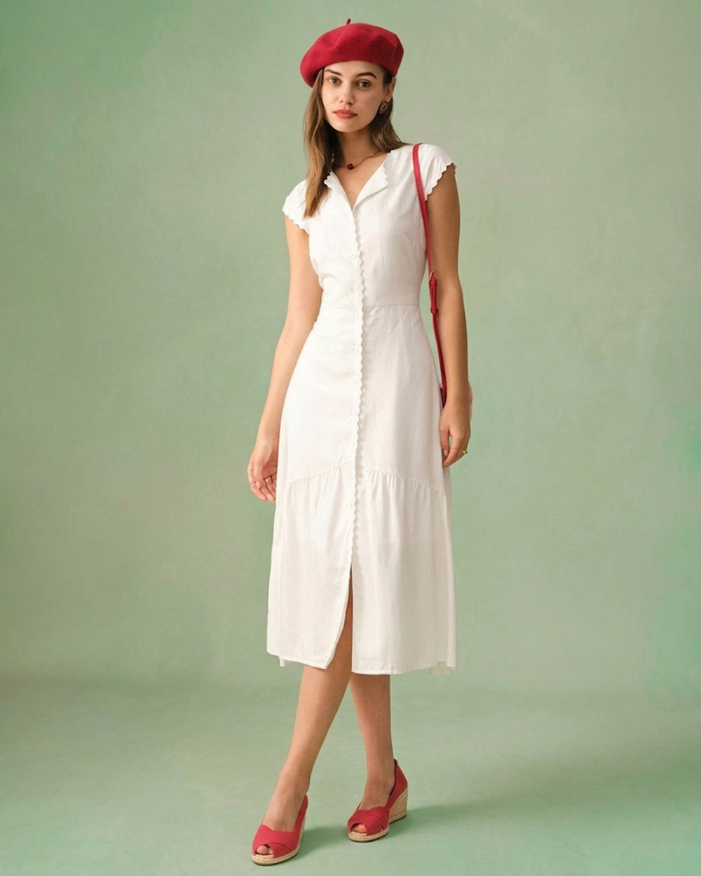 The Solid Color Lapel Midi Dress | Rihoas